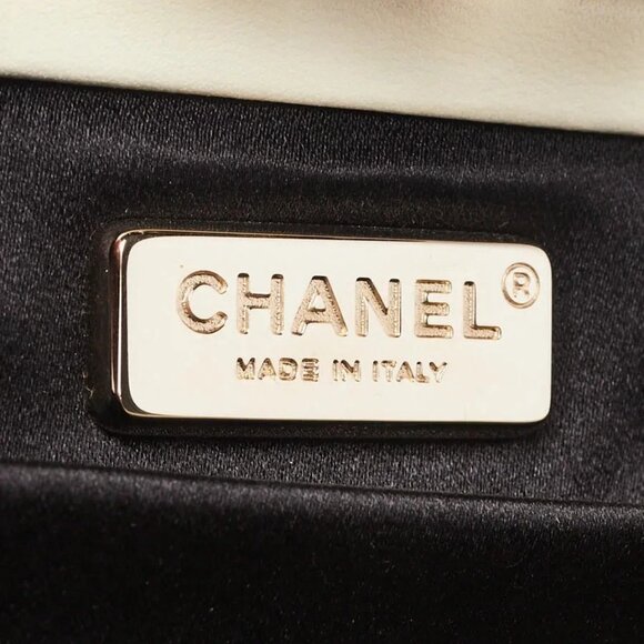 Chanel Black Iridescent Satin Swarovski Crystal Camellia Clutch Bag - Picture 6 of 8